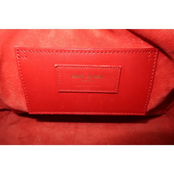 Saint Laurent Leather Logo Accent Classic Duffle Bag Red - Picture 11 of 13